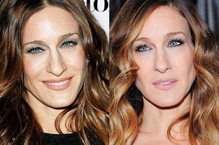 A picture of Sarah Jessica Parker before (left) and after (right).